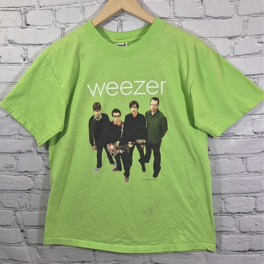 Vintage 2001 Y2K Weezer Green Album Band Music Tour T-Shirt Size M - Spot